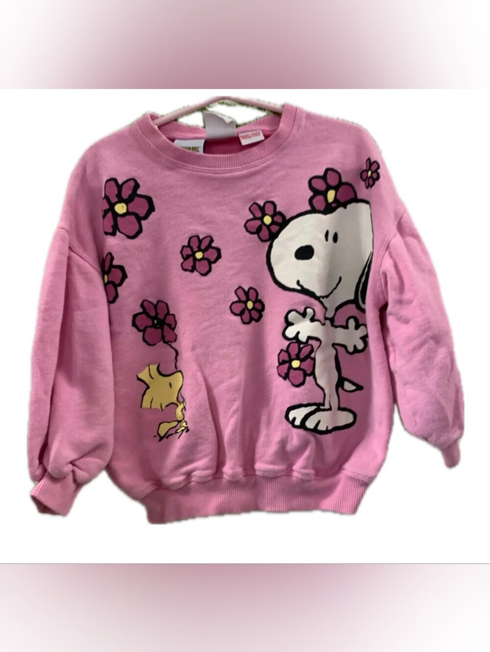 Zara Pink Snoopy & Woodstock Floral Crewneck Sweatshirt
